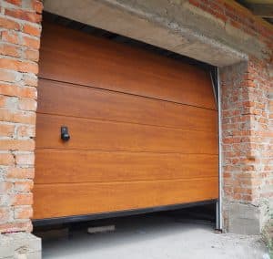 partially open garage door.